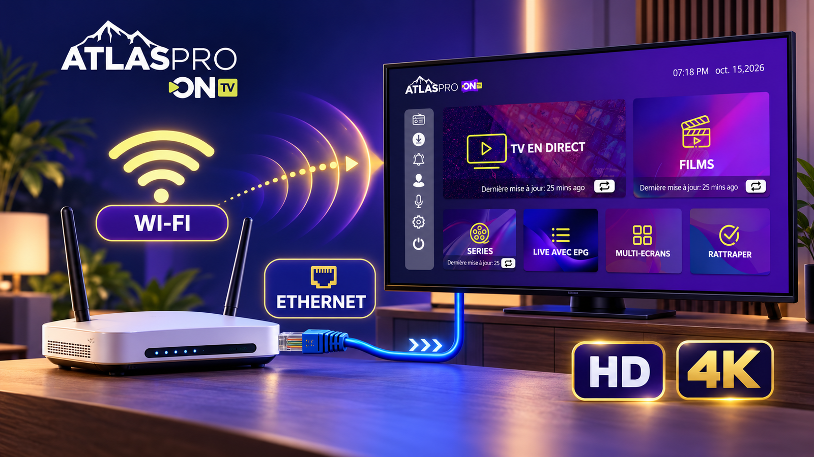 Connexion Internet Atlas Pro ONTV pour HD et 4K