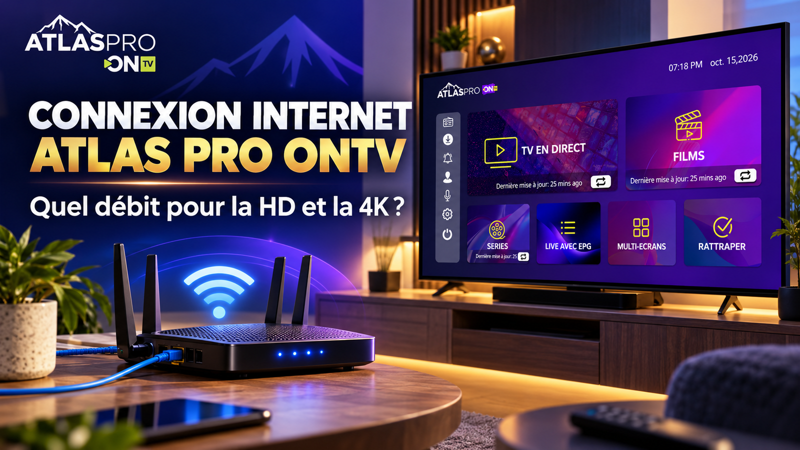 Connexion Internet Atlas Pro ONTV HD 4K