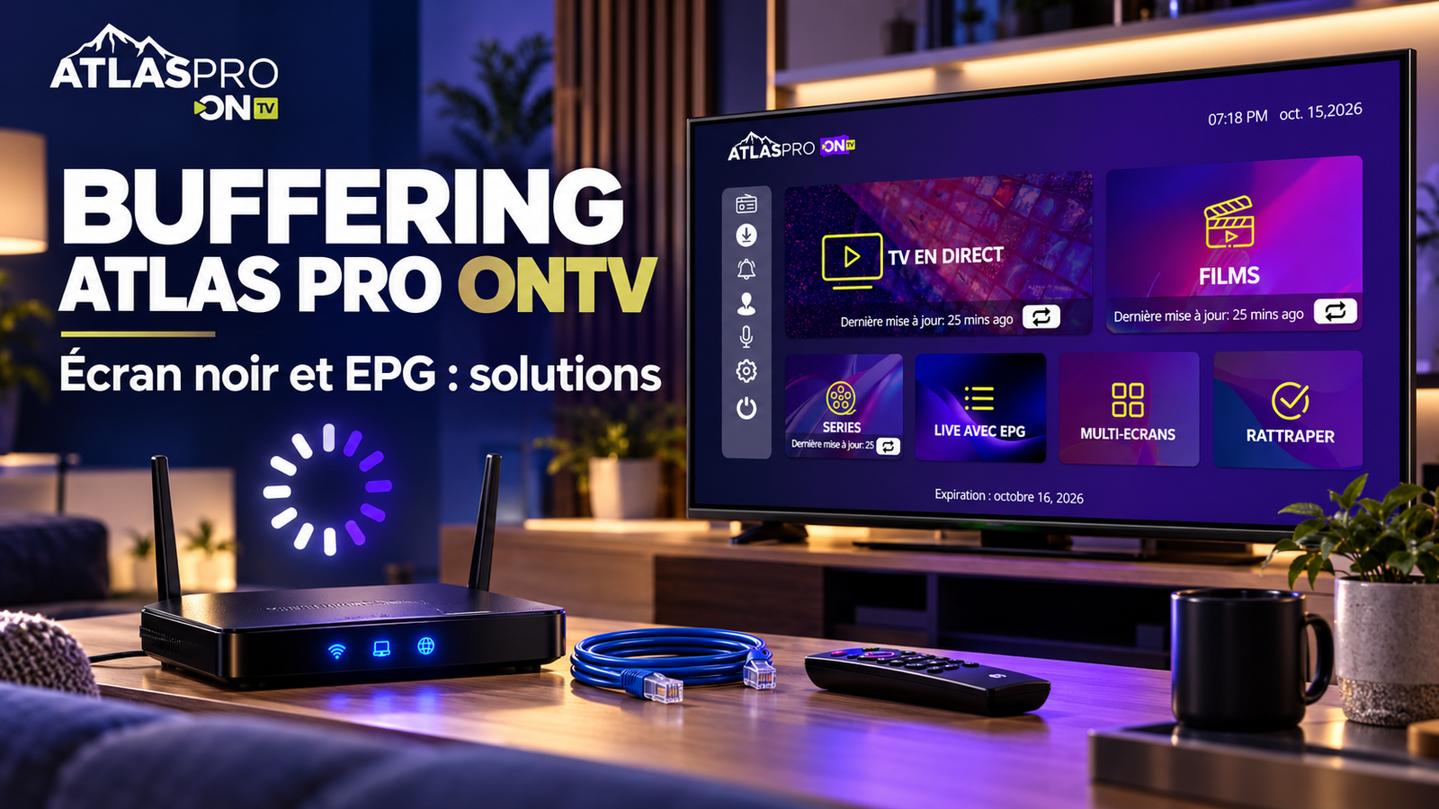 Corriger buffering écran noir EPG Atlas Pro ONTV