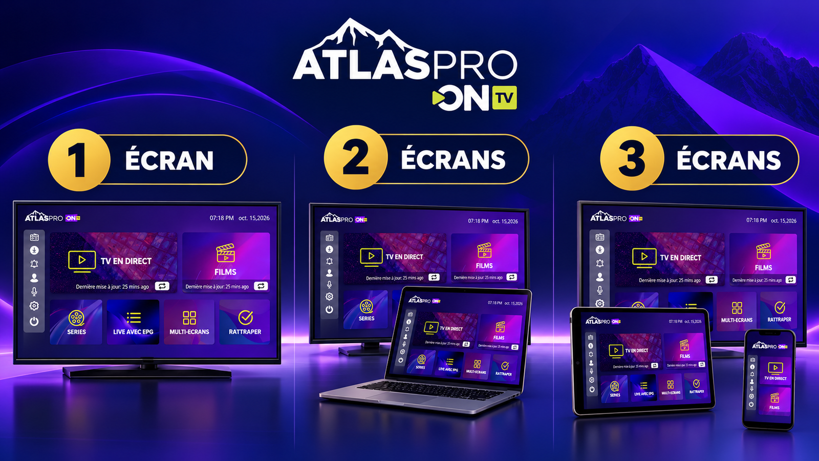 Abonnement Atlas Pro ONTV : 1, 2 ou 3 écrans