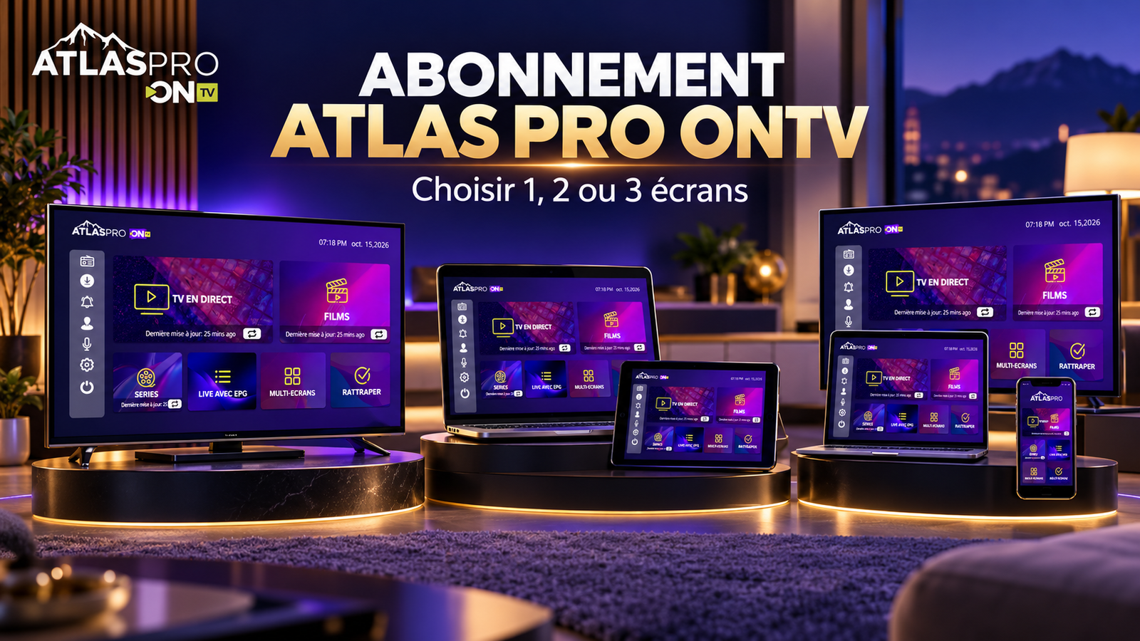 Abonnement Atlas Pro ONTV 1 2 3 écrans